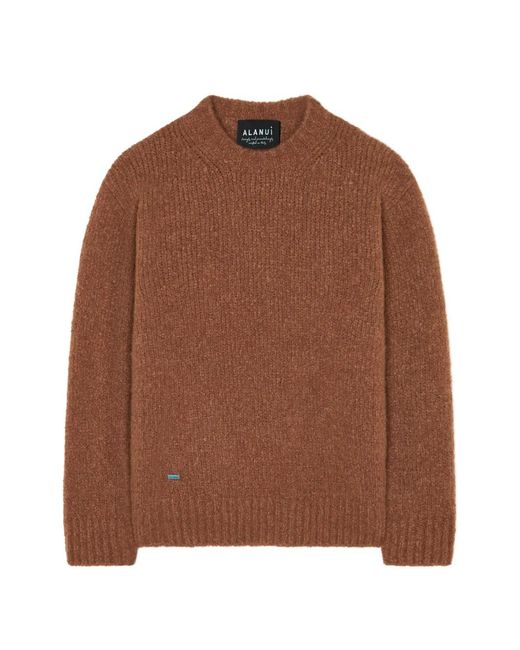 Alanui Brown Rib-Stitched Crew-Neck Sweater for men