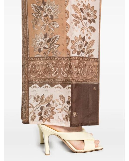 Zimmermann Natural Silk Wide-Leg Trousers With Bandana Print