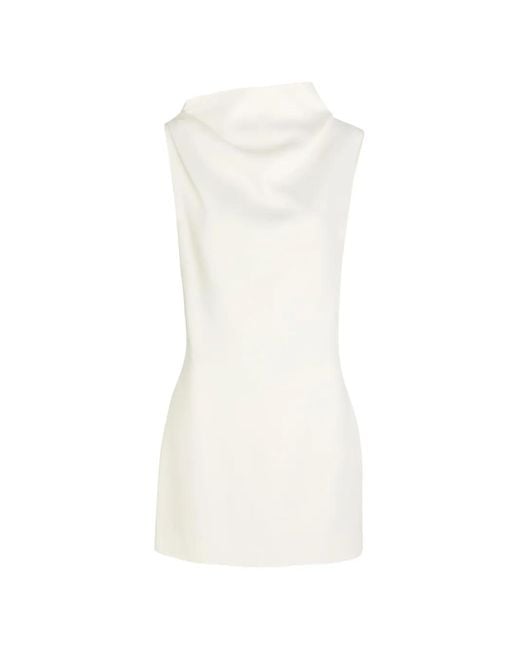 Khaite White Astor Draped Sleeveless Mini Dress