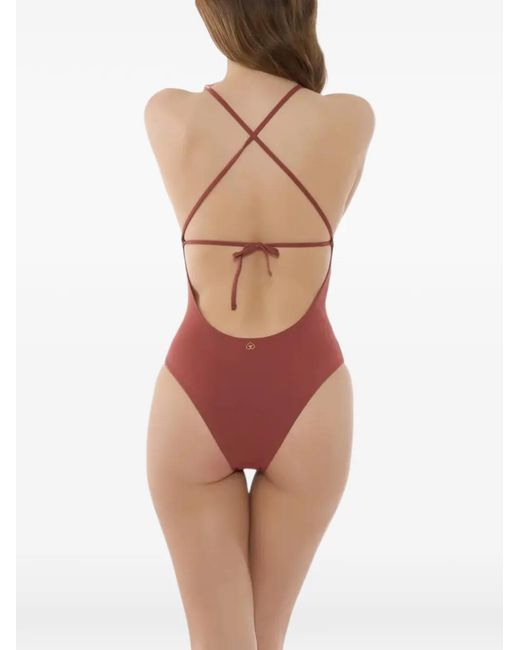 Miss Bikini Red Crochet Floral-Trim Swimsuit