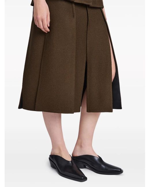 Proenza Schouler Brown High-Waist Twill Midi Skirt