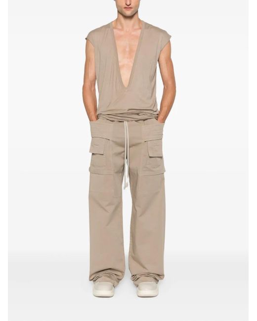 Rick Owens Natural Dylan Plunge-Neck Sleeveless T-Shirt for men