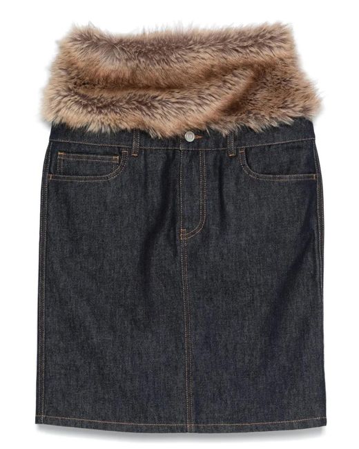Coperni Gray Faux-Fur Hybrid Midi Skirt