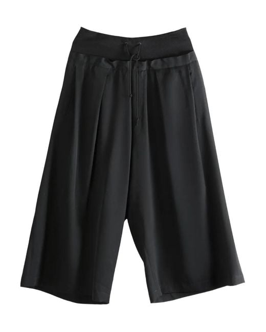 Y's Yohji Yamamoto Black Drawstring-Fastening Pleated Trousers