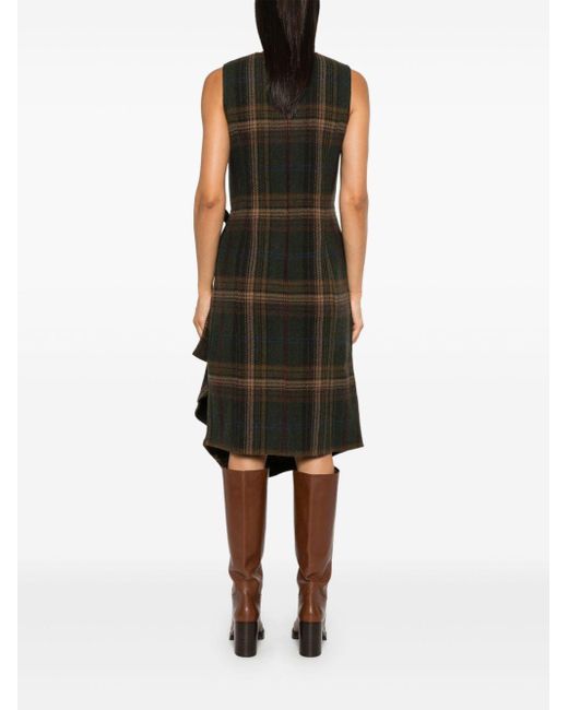 Polo Ralph Lauren Black Plaid-Check Midi Dress