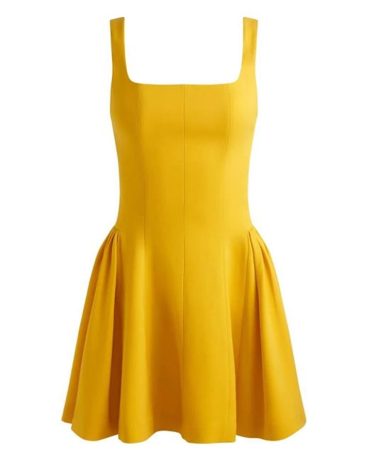 Alice + Olivia Yellow Vera Minikleid mit eckigem Ausschnitt