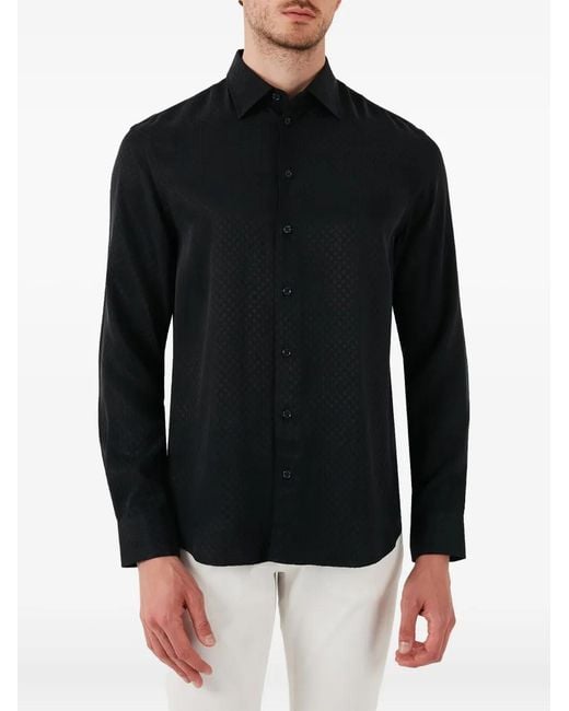 Emporio Armani Black Buttoned Pattern Shirt for men