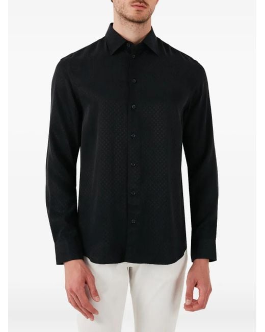 メンズ Emporio Armani Buttoned Pattern Shirt Black
