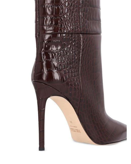 Paris Texas Brown 85Mm Crocodile-Embossed Knee-High Boots