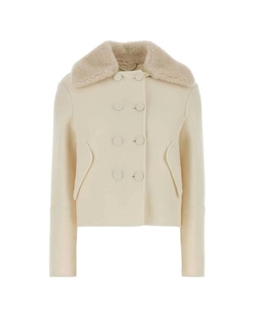 Ermanno Scervino White Double-Breasted Shearling Jacket