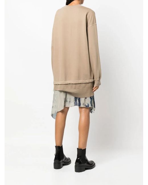 DIESEL Natural Rolly Chiffon-Trim Sweater Dress