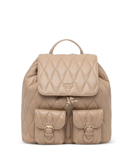 Twinset Natural Quilted Leather Backpack