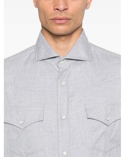 Camisa de manga larga con doble bolsillo Brunello Cucinelli de hombre de color White