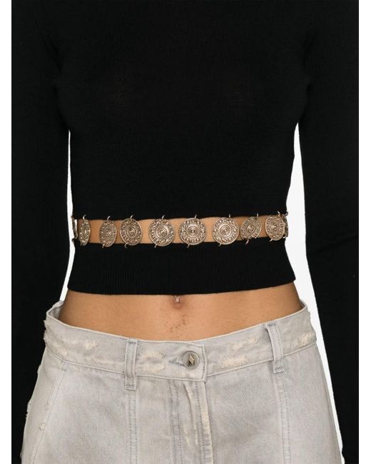 Rabanne Black Ribbed-Knit Studded Top