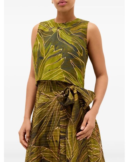 Marie Oliver Green Fallon Leaf-Print Top