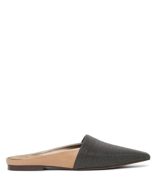 Brunello Cucinelli White Monili-Detail Mules
