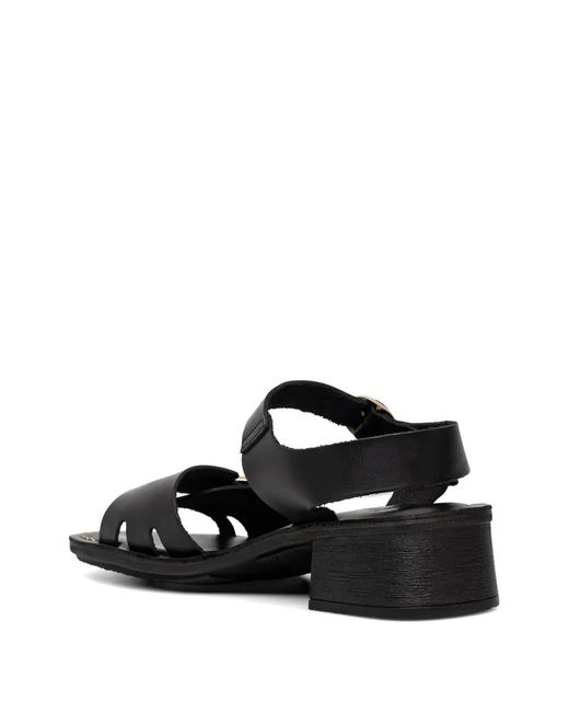 Fly London White Buckle-Fastening Block-Heel Sandals