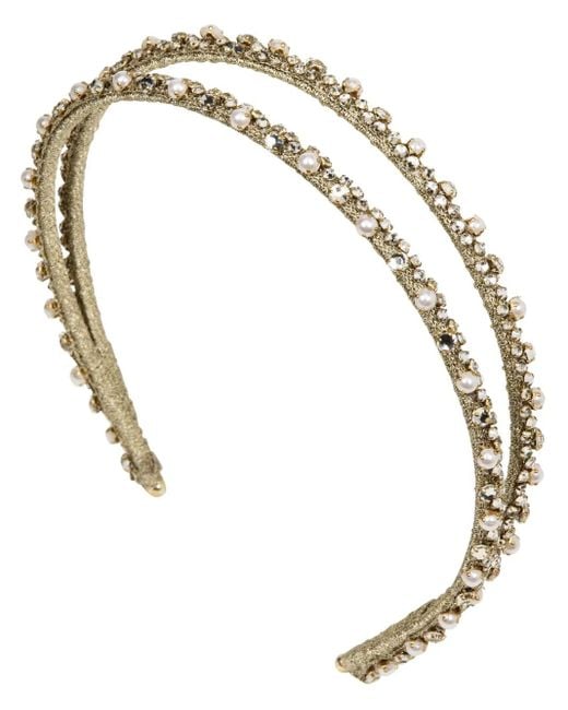 Jennifer Behr Metallic Gina Crystal-Embellished Double Headband