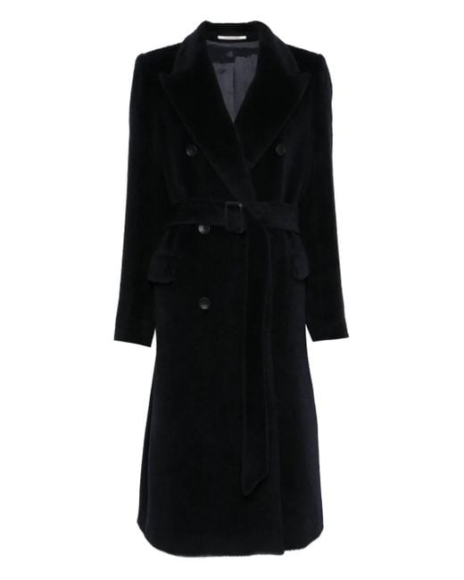 Tagliatore Black Belted Double-Breasted Coat