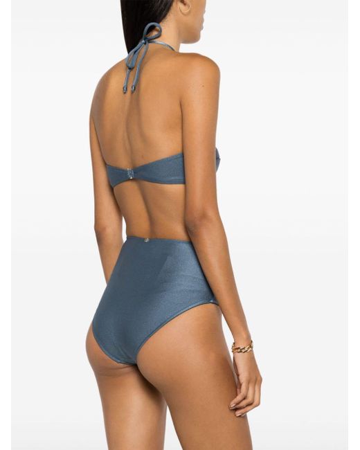 Adriana Degreas Blue Logo-charm Cut-out Swimsuit
