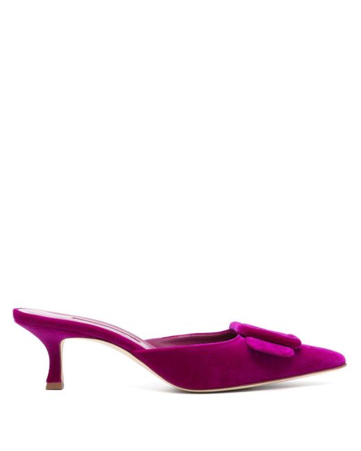 Manolo Blahnik Purple 50Mm Maysale Mules