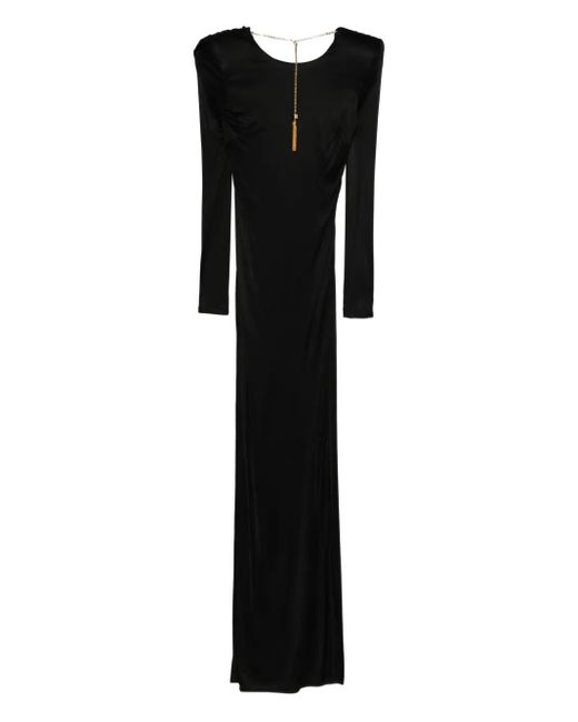 Elisabetta Franchi Black Langärmeliges Maxikleid