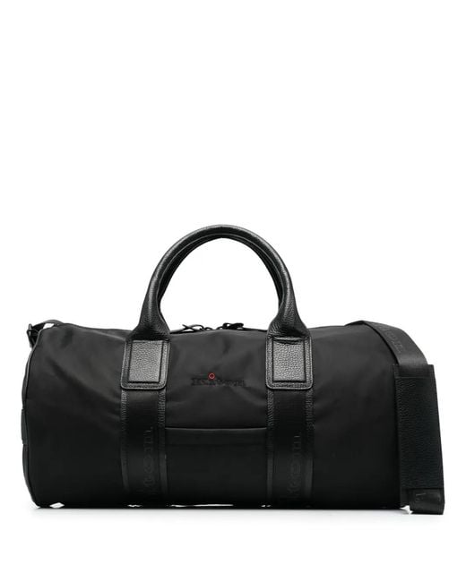 Kiton Black Logo-Strap Travel Bag for men
