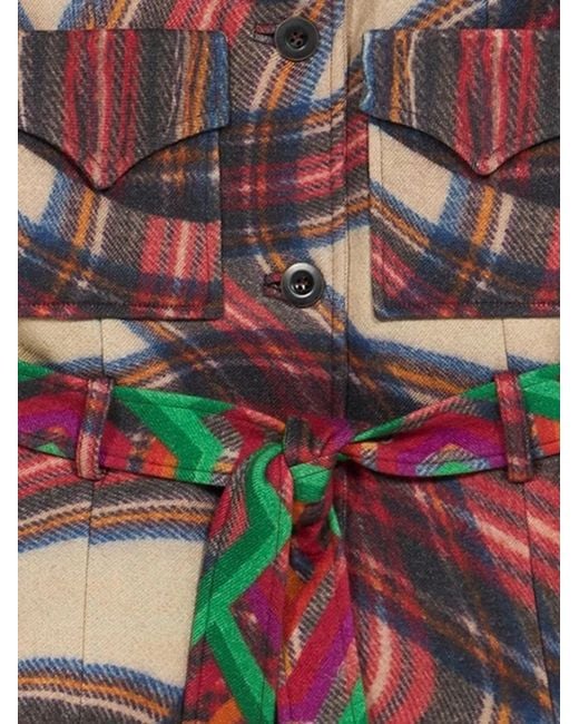 Pierre Louis Mascia Red Belted Patchwork Jacket