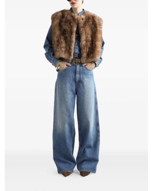 Dolce & Gabbana Brown Fur-Trimmed Gilet