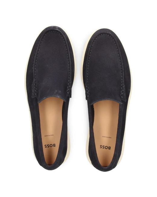 Boss Black Suede Slip-On Loafers for men