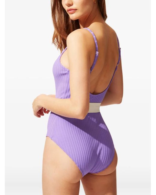 Bañador The Nina Con Cinturón Solid & Striped de color Purple