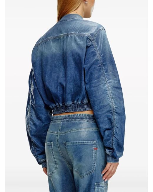 DIESEL Blue De-Khlo-S Track Denim Bomber Jacket