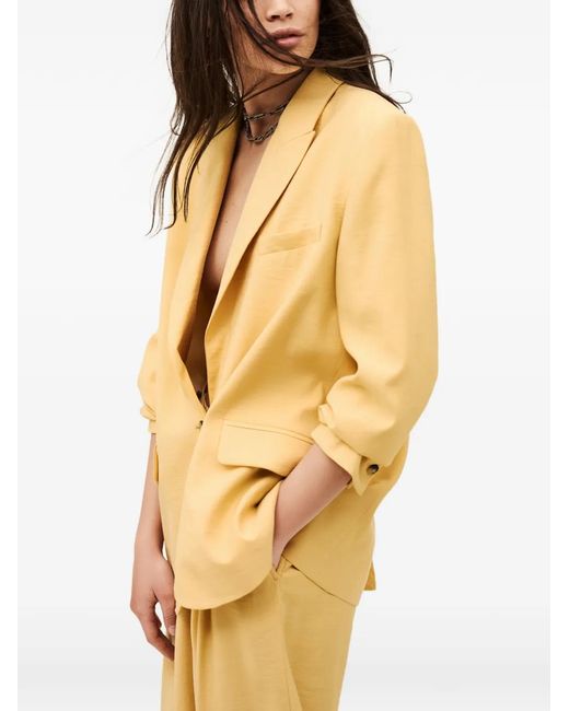 Ba&sh Yellow Dalena Single-Breasted Notched-Lapels Jacket