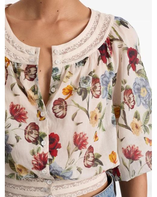 Blusa Cherelle fruncida Alice + Olivia de color White