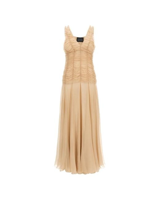 Giovanni bedin White Smocked Silk-Chiffon Dress
