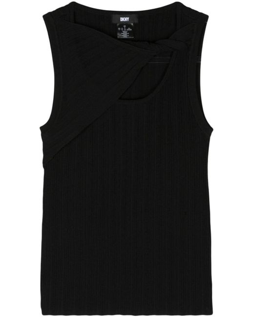 Top sin mangas con detalle retorcido DKNY de color Black