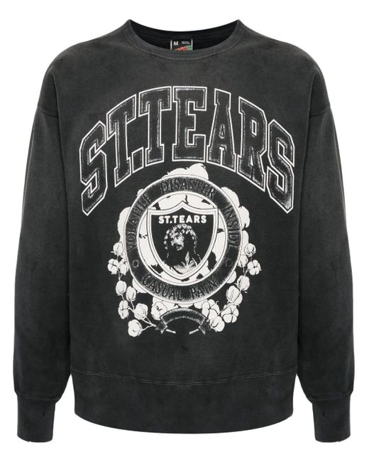 SAINT Mxxxxxx Gray Logo-print Cotton Sweatshirt for men