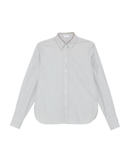 Camisa a rayas diplomáticas Brunello Cucinelli de color White