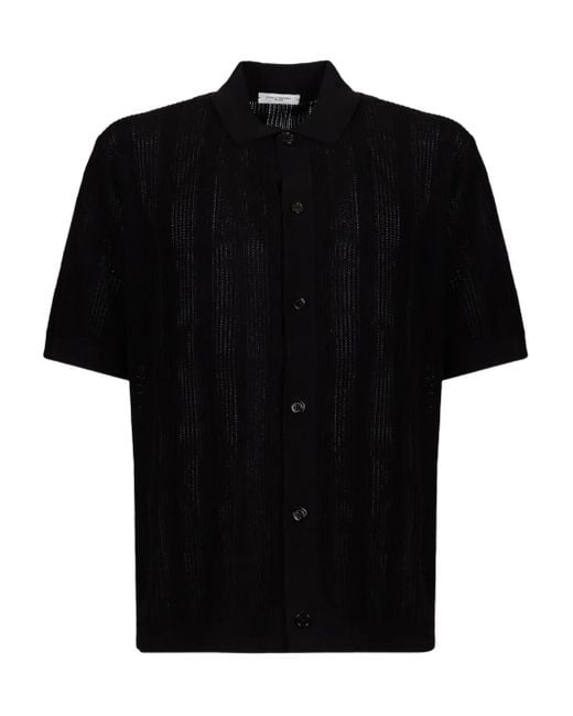 Paolo Pecora Black Short-Sleeves Knitted Shirt for men