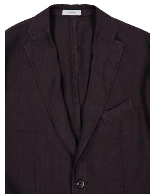Boglioli Blue Single-Breasted Linen Blazer for men