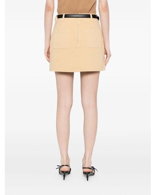 Self-Portrait Natural A-Line Belted Mini Skirt