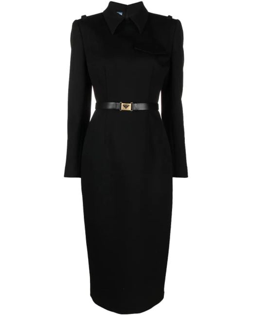 Prada Black Midikleid Mit Gürtel