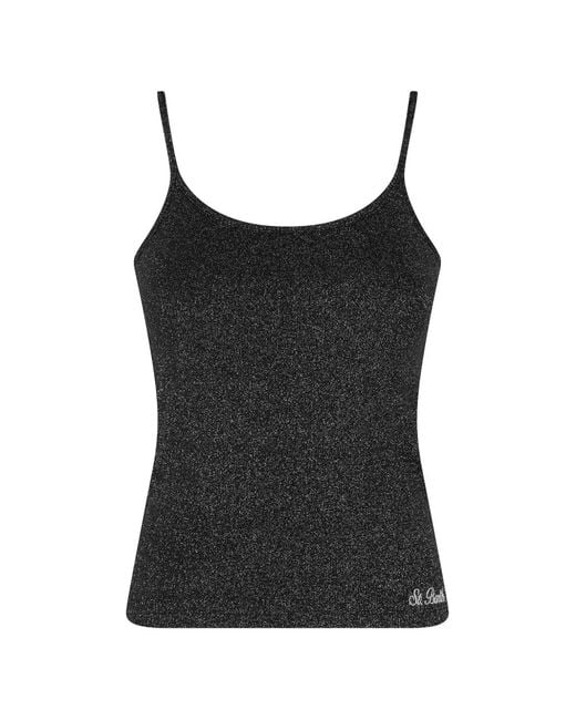 Mc2 Saint Barth Black Zaira Lurex-Knit Top