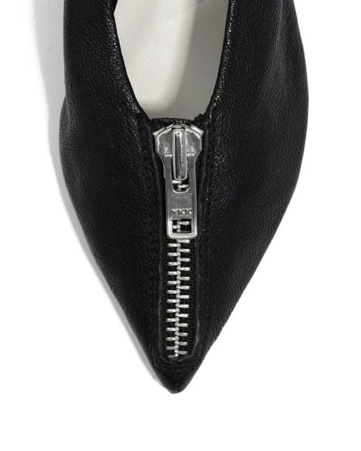 Bimba Y Lola Black 35Mm Zip-Detail Pointed Pumps