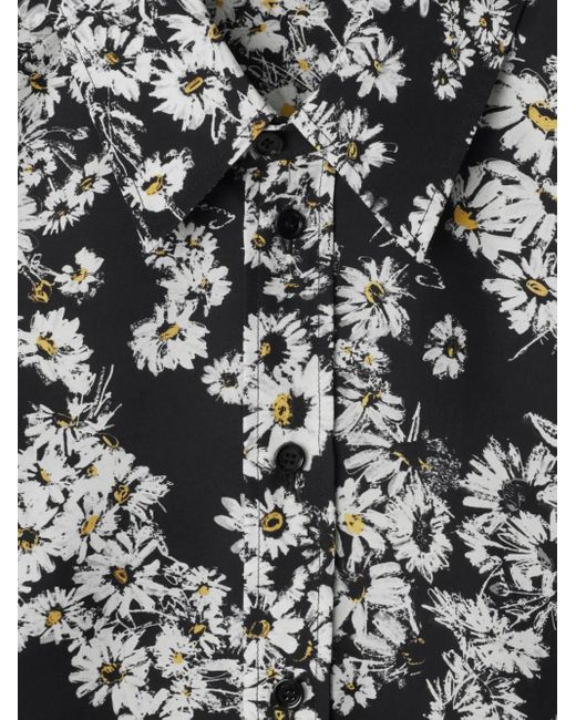 Burberry デイジープリント シルクシャツ Black