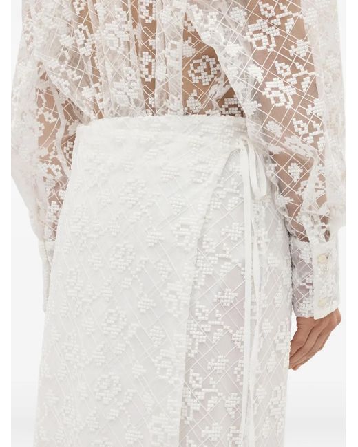MSGM White Lace Tie Maxi Skirt