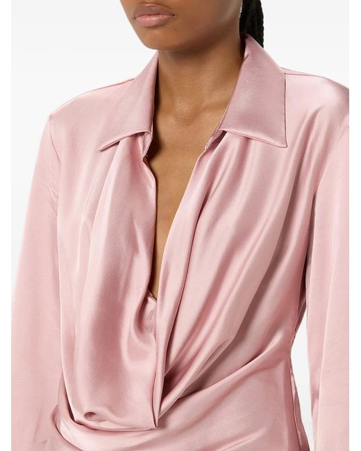 Blumarine Pink Draped Satin Blouse