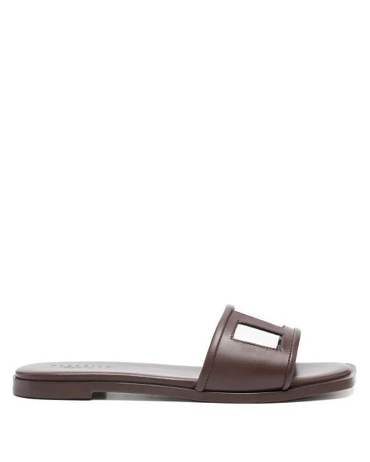 Peserico Brown Leather Slides