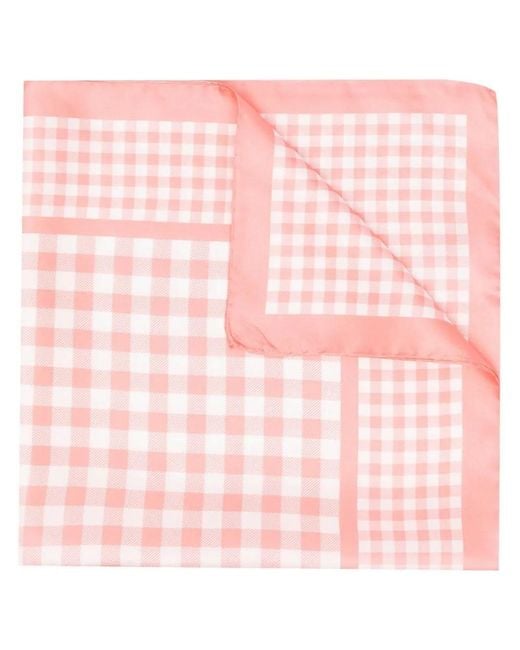 Woolrich Pink Gingham-Check Silk Scarf
