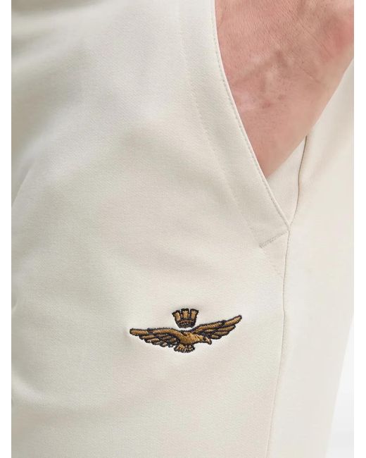 Aeronautica Militare Natural Drawstring-Waist Embroidered-Logo Track Pants for men
